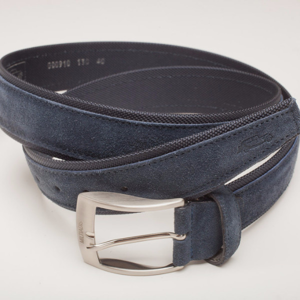 Suede Italian Leather Belt | Navy Blue